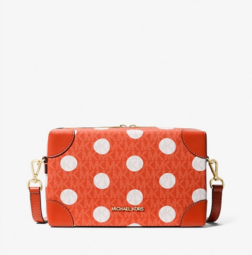 NWT MK Jeanie Small Polka Dot Trunk Crossbody In Red Clay